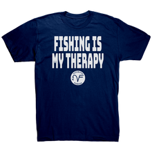 Load image into Gallery viewer, VF_Therapy_Tee_Navy_Mockup.png